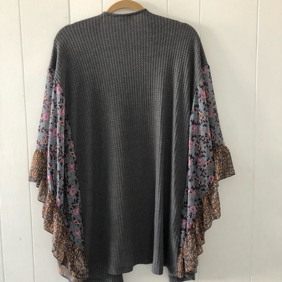 UMGEE Women's Waffle Knit Open Front Cardigan kimono - Picture 4 of 9